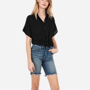 Express High Waisted Denim Bermuda Jean Shorts